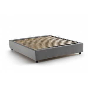 Lit coffre double 140x200 cm en tissu gris