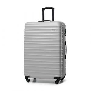 WITTCHEN Valise Grande Taille Valise de Voyage Valise à roulettes Coque Rigide en ABS avec 4 roulettes Spinner Serrure à Combinaison Poignée télescopique Groove Line Taille XL Gris