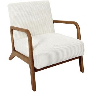 Atmosphera Créateur D'intérieur - Fauteuil De Salon Côtelé Scott Beige - Home Deco Factory