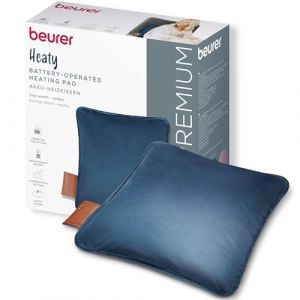 Beurer Heaty Coussin chauffant, coussin chauffant sans fil avec batterie, avec arr&ecirc;t automatique et 3 r&eacute;glages de la temp&eacute;rature, chauffe rapidement, velours doux, bleu