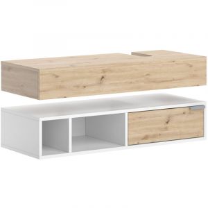 Meuble sous vasque simple Henri, Blanc, 100 x 15 cm avec tiroir, Vicco