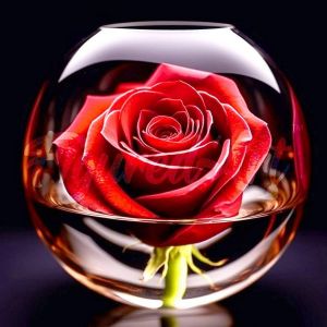 Mini broderie diamant : Rose Rouge dans le Verre - sans chassis en bois