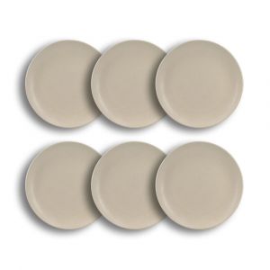 Novastyl Lot de 6 assiettes plates beige en grès 27cm