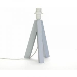 Licht-erlebnisse - Trépied Piètement Bois Gris E14 avec interrupteur filaire Lampe de table