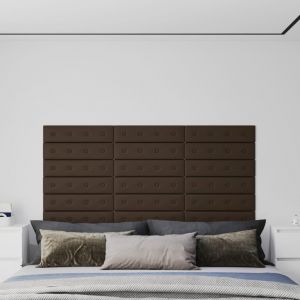 VidaXL Panneaux muraux 12 pcs Marron 60x15 cm Similicuir 1,08 m² Marron