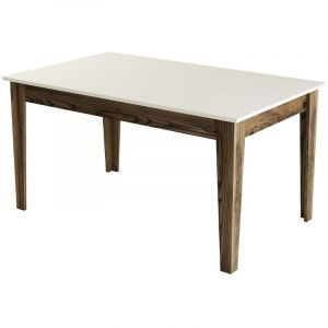 Cotecosy Table de salle &agrave; manger avec rangement Fiorita 145cm Bois et Blanc cr&egrave;me