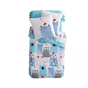 Drap-housse MATOU bleu en coton