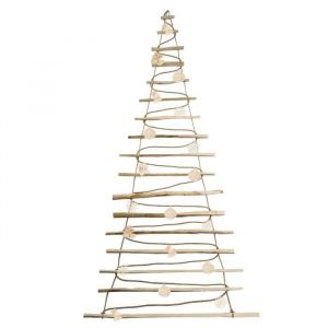 BOGATECO Sapin de Noël fait à la main de 205 cm de haut avec décorations, en bois de noisetier | avec lumières LED de 10 m