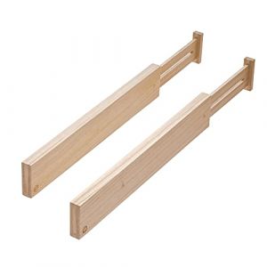InterDesign IDesign Lot de 2 séparateur tiroirs pour la Cuisine, Organisateur tiroir réglable en Bois de Paulownia, diviseur de tiroir pour Couverts et ustensiles de Cuisine, Beige