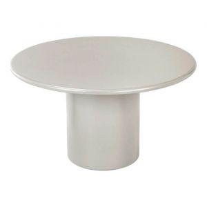 NAVALIA - Table repas ronde pied central en MDF laqu&eacute; sable