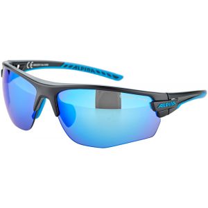 Alpina Tri-Scray 2.0 HR Lunettes, black matt-cyan/blue mirror Lunettes