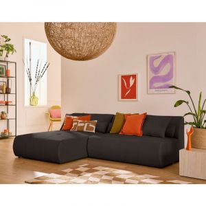 Onyx - canapé modulable d'angle réversible 4 places - en tissu mailles 3D - Gris foncé