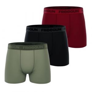 Freegun Boxer Homme Coton, Cale&ccedil;on Homme Hypoallerg&eacute;nique & Doux (Lot de 3), Vert, Noir, Rouge, Taille 2XL