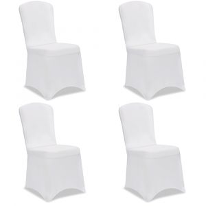 Deuba 4x Housses de chaise &eacute;l&eacute;gantes Couvre-chaises Rev&ecirc;tement Si&egrave;ge &Eacute;v&eacute;nement F&ecirc;te Blanc