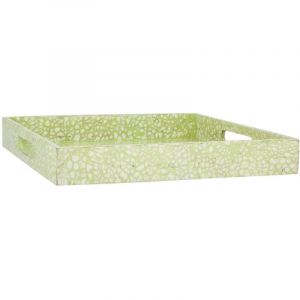 Plateau en coquilles d'oeuf Tulum blanc/vert - 35x35 cm