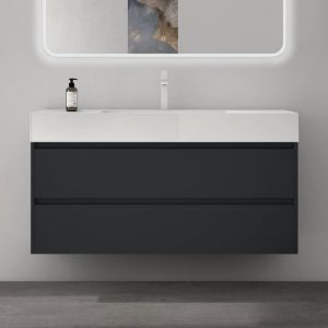 Mai&mai - Meuble de Salle de Bain Gris Noir Mat avec Lavabo Meuble sous Vasque 120x48x63cm Meuble Suspendu avec 2 Tiroirs