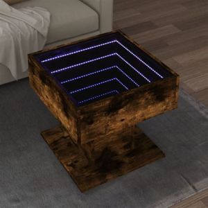 VidaXL Table basse avec LED ch&ecirc;ne fum&eacute; 50x50x45 cm bois d'ing&eacute;nierie