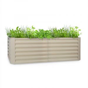 Blumfeldt High Grow Straight - Potager surélevé 200 x 60 x 100 cm (LxHxP), 1200 litres, acier galvanisé - Beige