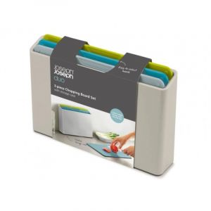 Joseph joseph Duo Set de 3 planches &agrave; d&eacute;couper avec code couleur et &eacute;tui mince pour un rangement organis&eacute;, Opal, Opale