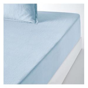Drap housse en lin lavé bonnet 35 cm Bleu Couleur Bleu Taille 140 x 200 cm