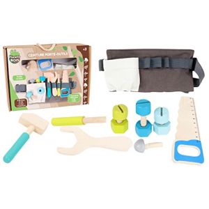 PLANÈTE Bois - Ceinture Porte-Outils - FSC - 030194-12 Pièces - Beige - Bois - Jeu pour Enfant - Jouet Durable - Ludique - Educatif - Jeu d'Imitation - 30 cm x 22 cm - À Partir de 3 Ans