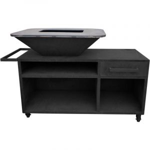 Grand barbecue avec armoire et plaque de cuisson en acier