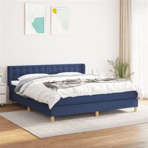 VidaXL Boxspring met matras stof blauw 160x200 cm3130607