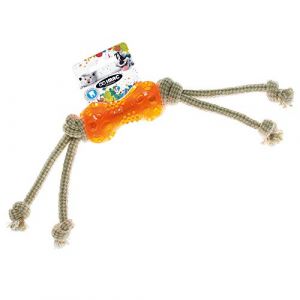 Imac Gioco Cane Osso in TPR+corda Naturale 41x5x5 cm Accessorio Resistente