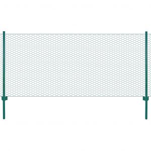 VidaXL Cl?ture en grillage m?tallique avec poteaux Acier 25x1 m Vert