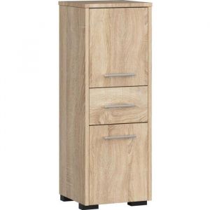 Colonne salle de bains Akord fin Chêne Sonoma 30 cm 2 portes 1 tiroir façade Chêne Sonoma 3 étagères 30x30x85 cm