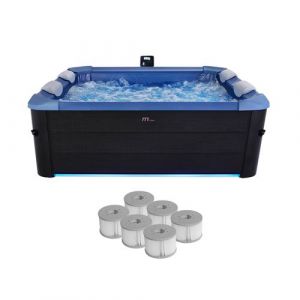 Mspa Spa rigide 6 places hydromassages 4 coussins + 6 filtres + bâche incluse OSLO SAPPHIRE L 160 x P 160 x H 65 cm