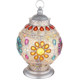 Globo Lampe &agrave; poser Gelasius - argent - m&eacute;tal - 27 cm - douille E27 - 15658T