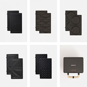 PACK - STONE 3&1 Appareil Croque-monsieur Grill et Gaufrier avec plaques interchangeables- Plaque Taiyaki - Plaque Pancake