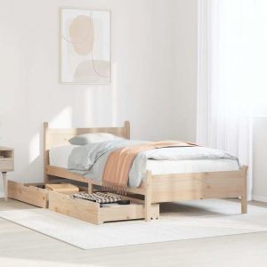 VidaXL Cadre de lit sans matelas 75x190 cm bois de pin massif, meuble de chambre &agrave; coucher, sommier, lit en bois, lit, lit simple, lit &agrave; panneaux