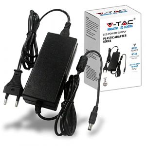V-TAC Adaptateur Alimentation 12V 60W 5A pour Cam&eacute;ras, Bandes LED, Modems - Transformateur Chargeur 12V - Prise 2 Pin EU pour Equipements Electroniques - AC 100-240V 50/60Hz - Noir
