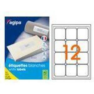 Agipa 100983 - 1200 étiquettes blanches multi-usage, format 63,5 x 72 mm (100 feuilles / cdt)