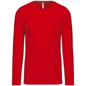 Kariban T-Shirt Manches Longues Col V - K358 - Rouge - Homme