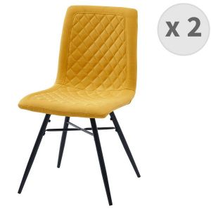 Image de No Name OXFORD-Chaise indus tissu curry foncé pieds noir (x2) Jaune