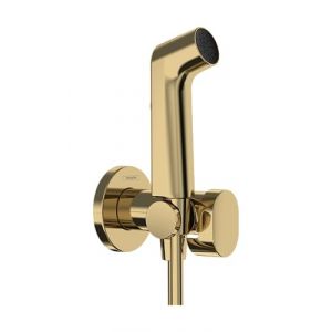 Hansgrohe 29230990 Bidette Handbrause 1jet S EcoSmart für Kaltwasser mit Brausehalter und Brauseschlauch 125 cm Douchette, Aspect Or Poli, rund