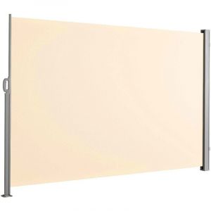 Store latéral extérieur 280 g/m² brise vue pour terrasse, structure aluminium, Beige 200 x 400 cm