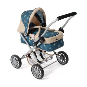 Bayer Chic 2000 Poussette de poup&eacute;e Smarty - &Eacute;toiles Turquoise Beige - Pliable - avec Capote, Sac, Coussin et Couverture - Hauteur de la poign&eacute;e 56 cm - pour Enfants &agrave; partir de 2 Ans