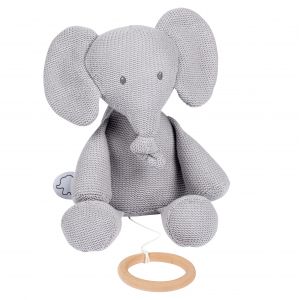 Nattou Tembo grande peluche musicale tricot - Gris