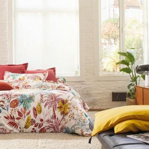 Blanc des vosges Parure Housse de Couette et 2 Taies d'Oreiller Tornette Bleu