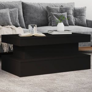 VidaXL Table basse avec lumières LED noir 90x50x40 cm