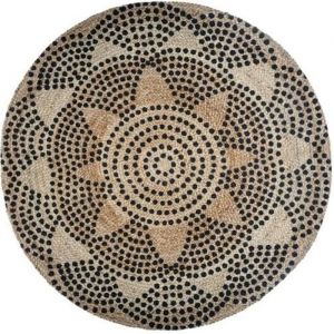 Atmosphera Tapis rond jute motif -Livin- diamètre 120 cm - Couleur: Tapis rond jute motif 2 D120 cm