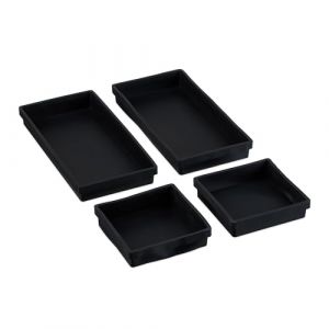 Relaxdays Moule à gâteaux, Lot de 4, Lave-Vaisselle, Plats carrés & rectangulaires, 2 Tailles, 12x12cm & 25x12,5cm, Noir