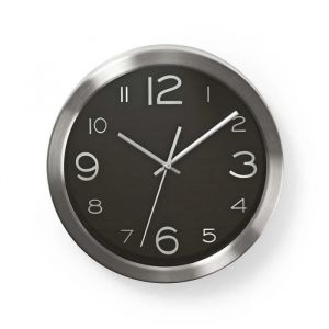 Image de NEDIS Horloge murale circulaire Ø 30 cm Noir Acier inoxydable