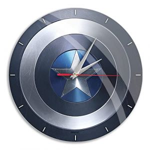 Image de Ert group Original et sous Licence Officielle Marvel, Horloge Murale silencieuse Brillante, Motif Captain America 001 Design Unique, Aiguilles en métal Peint, 30,5 cm (12")