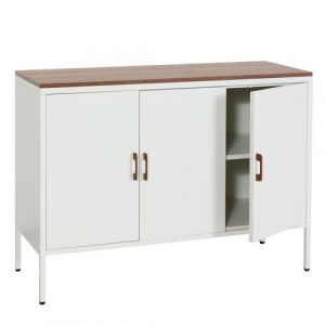 Commode MENDLER HWC-L84 90x120x40cm mélaminé blanc