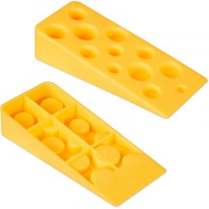 Relaxdays Butoir de porte en lot de 2, en forme de fromage, caoutchouc antidérapant, HxLxP : env. 3 x 5,5 x 13 cm, jaune